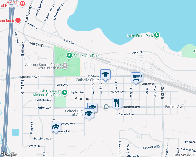 map of restaurants, bars, coffee shops, grocery stores, and more near 1903 Spooner Avenue in Altoona