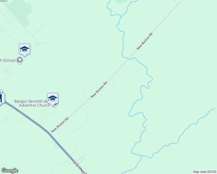 map of restaurants, bars, coffee shops, grocery stores, and more near 107 New Boston Road in Hermon