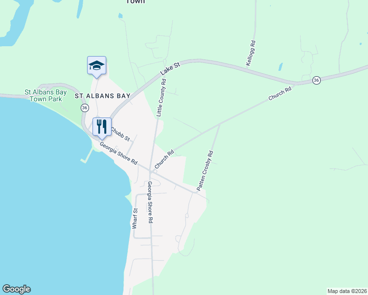 map of restaurants, bars, coffee shops, grocery stores, and more near 22 Church Road in Saint Albans City