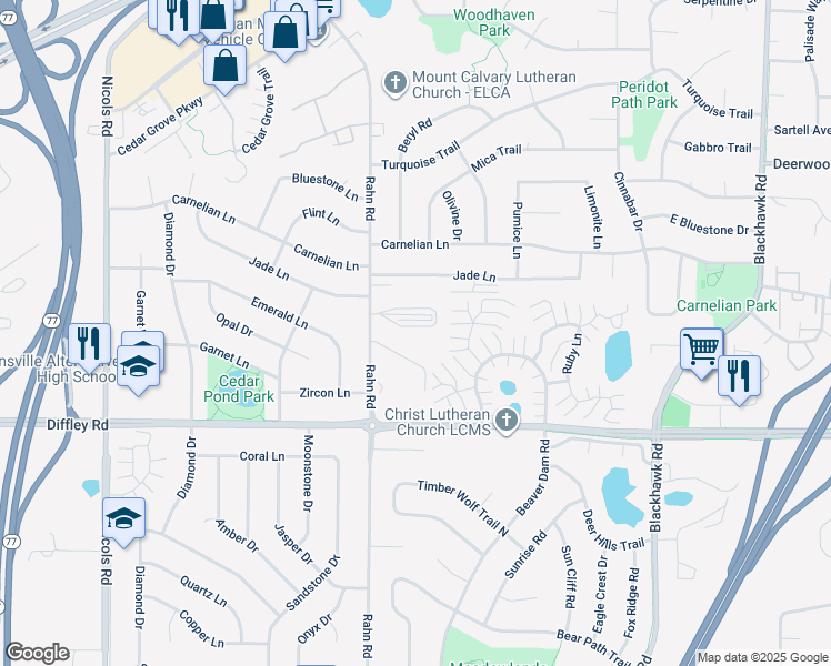 map of restaurants, bars, coffee shops, grocery stores, and more near 1966 Glenfield Court in Eagan