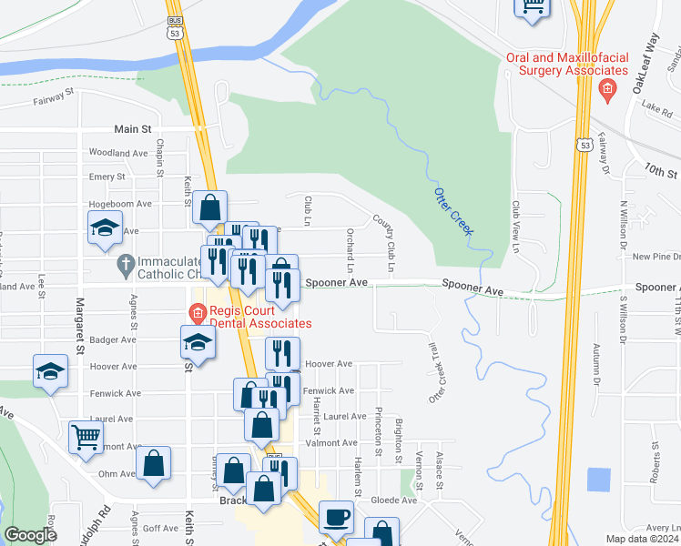 map of restaurants, bars, coffee shops, grocery stores, and more near 3619 Sherwin Avenue in Altoona