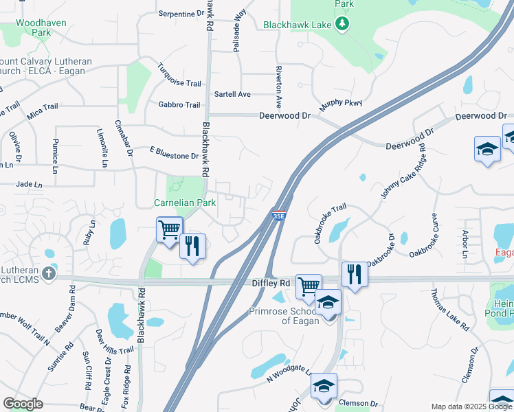 map of restaurants, bars, coffee shops, grocery stores, and more near 4080 Meadowlark Curve in Eagan