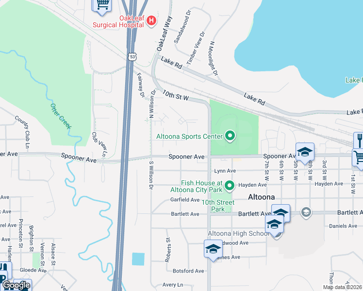 map of restaurants, bars, coffee shops, grocery stores, and more near 2427 New Pine Drive in Altoona