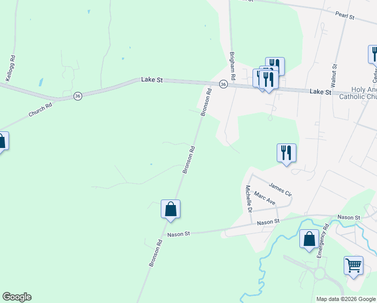 map of restaurants, bars, coffee shops, grocery stores, and more near 2291 Bronson Road in Saint Albans City