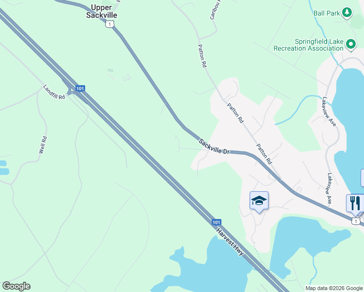 map of restaurants, bars, coffee shops, grocery stores, and more near 30 Shadebush Walk in Upper Sackville