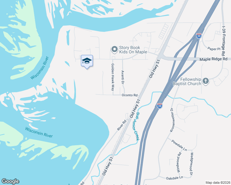 map of restaurants, bars, coffee shops, grocery stores, and more near 636 Oconto Road in Mosinee