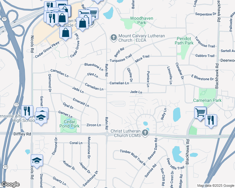 map of restaurants, bars, coffee shops, grocery stores, and more near 1950 Jade Lane in Eagan
