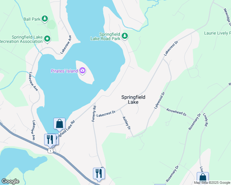 map of restaurants, bars, coffee shops, grocery stores, and more near 245 Springfield Lake Road in Middle Sackville