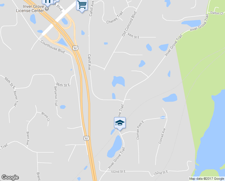 map of restaurants, bars, coffee shops, grocery stores, and more near 9697 Inver Grove Trail in Inver Grove Heights