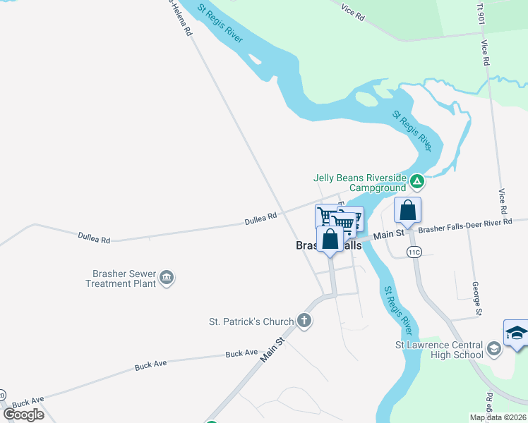 map of restaurants, bars, coffee shops, grocery stores, and more near 65-227 Brasher Falls-Helena Rd in Brasher Falls