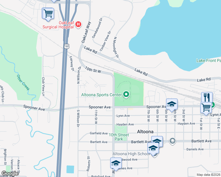 map of restaurants, bars, coffee shops, grocery stores, and more near 319 Twin Oak Drive in Altoona