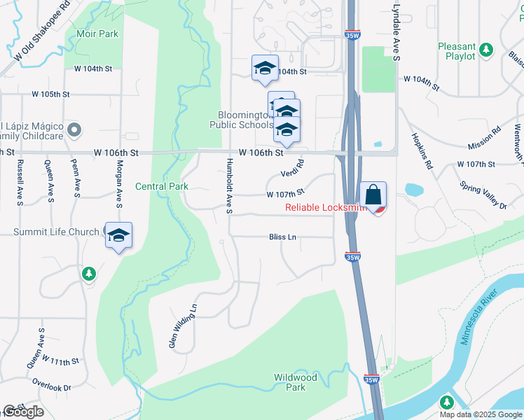 map of restaurants, bars, coffee shops, grocery stores, and more near 1300 Valley High Drive in Minneapolis