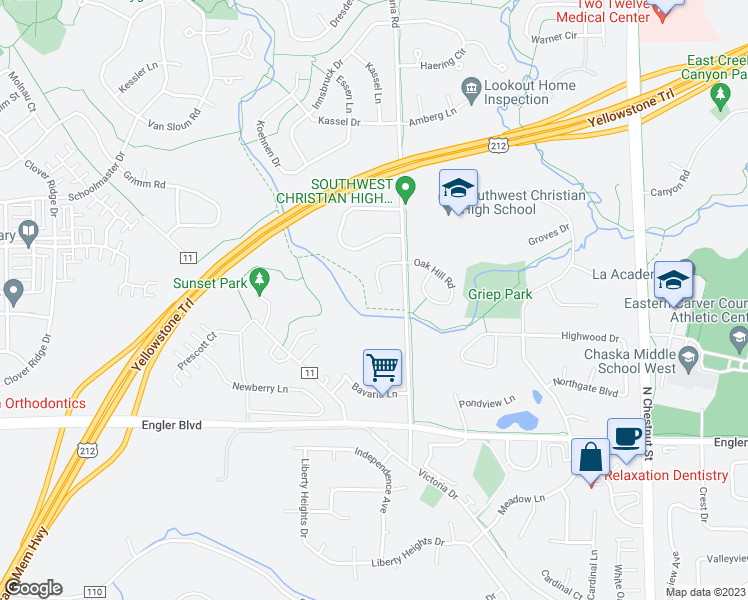map of restaurants, bars, coffee shops, grocery stores, and more near 572 Oak Hill Circle in Chaska