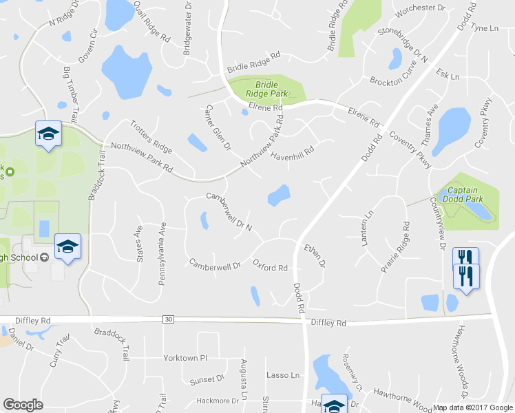 map of restaurants, bars, coffee shops, grocery stores, and more near 4074 Baffin Bay North in Eagan