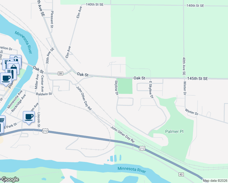 map of restaurants, bars, coffee shops, grocery stores, and more near 116-123 Skyline Drive in Granite Falls