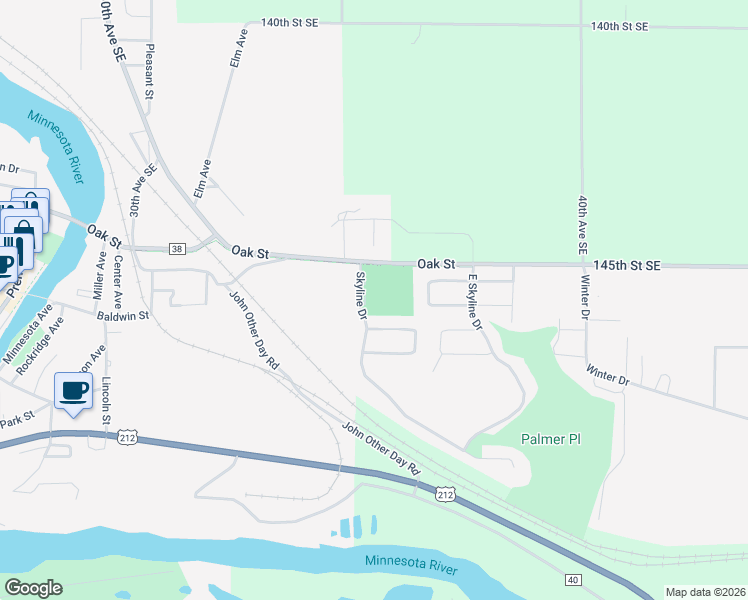 map of restaurants, bars, coffee shops, grocery stores, and more near 116-123 Skyline Drive in Granite Falls