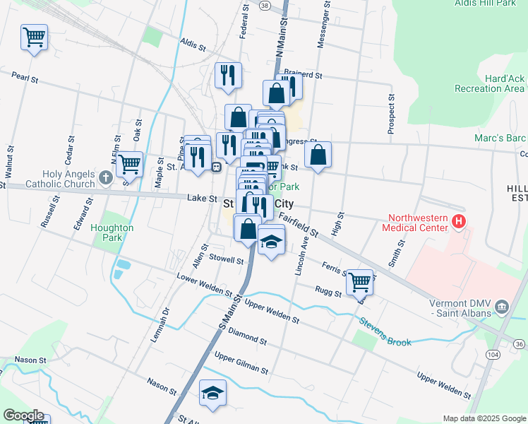 map of restaurants, bars, coffee shops, grocery stores, and more near in Saint Albans City