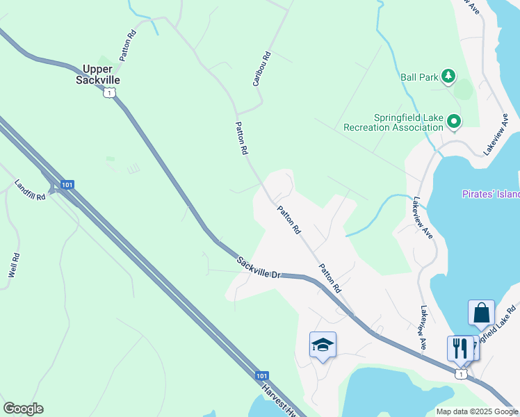 map of restaurants, bars, coffee shops, grocery stores, and more near 144 Patton Road in Upper Sackville