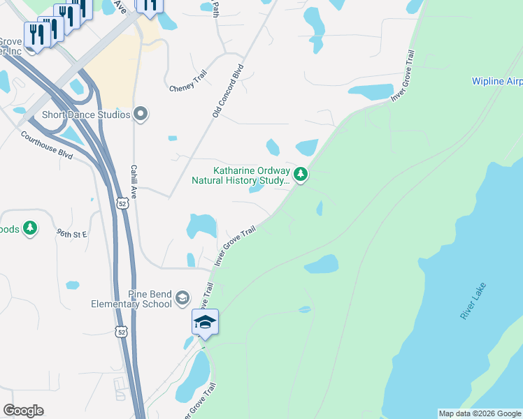 map of restaurants, bars, coffee shops, grocery stores, and more near 9571 Inver Grove Trail in Inver Grove Heights