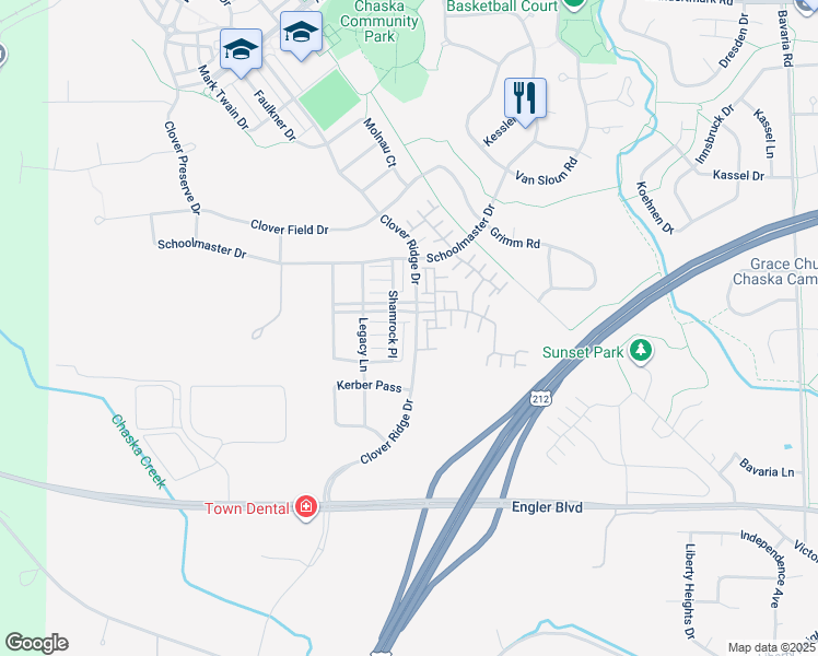 map of restaurants, bars, coffee shops, grocery stores, and more near 909 Braunworth Court in Chaska