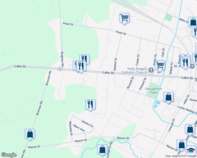 map of restaurants, bars, coffee shops, grocery stores, and more near 324 Lake Street in Saint Albans City