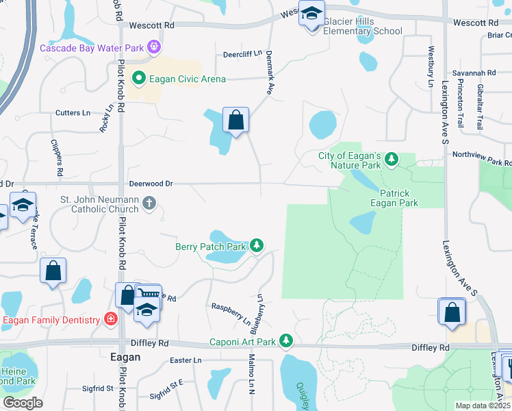 map of restaurants, bars, coffee shops, grocery stores, and more near 4025 Hosford Hills Road in Eagan