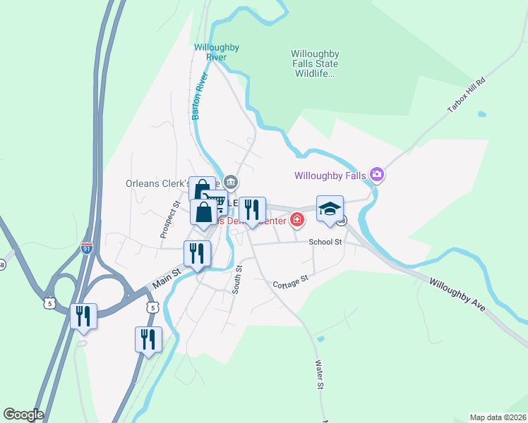 map of restaurants, bars, coffee shops, grocery stores, and more near 20 Church St in Barton
