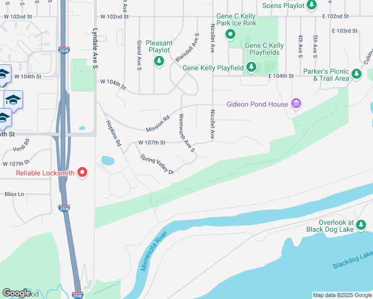 map of restaurants, bars, coffee shops, grocery stores, and more near 10710 Wentworth Avenue South in Minneapolis