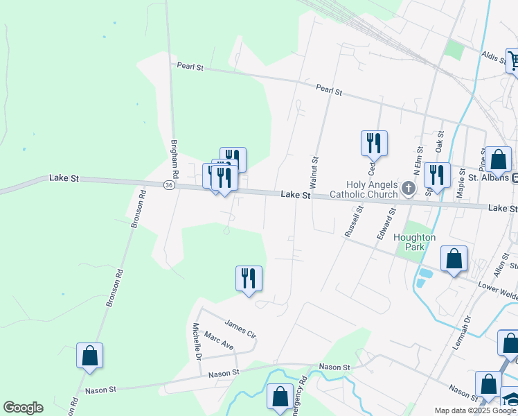 map of restaurants, bars, coffee shops, grocery stores, and more near 8 Smith Drive in Saint Albans City