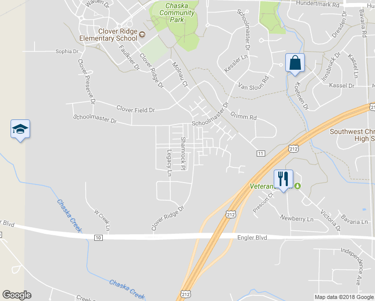 map of restaurants, bars, coffee shops, grocery stores, and more near 1021 Traditions Court in Chaska