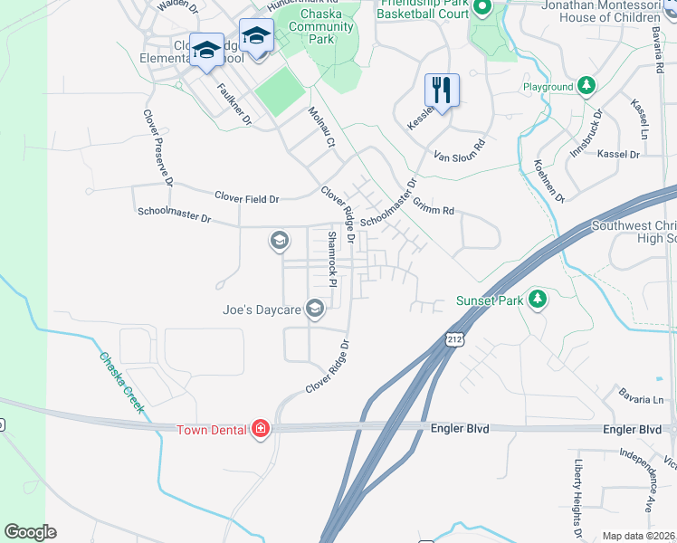 map of restaurants, bars, coffee shops, grocery stores, and more near 1027 Traditions Court in Chaska