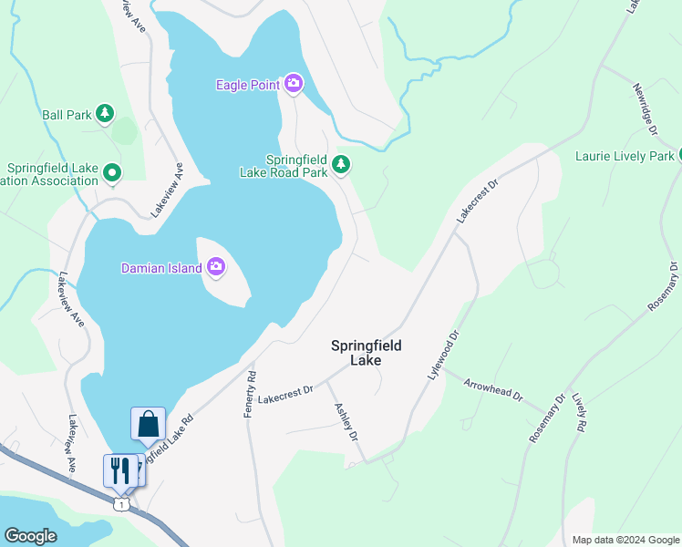 map of restaurants, bars, coffee shops, grocery stores, and more near 300 Springfield Lake Road in Middle Sackville