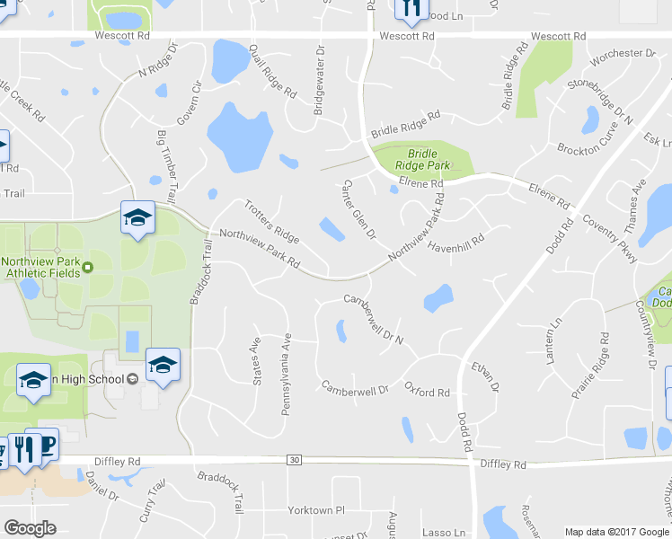 map of restaurants, bars, coffee shops, grocery stores, and more near 777 Trotters Ridge in Saint Paul