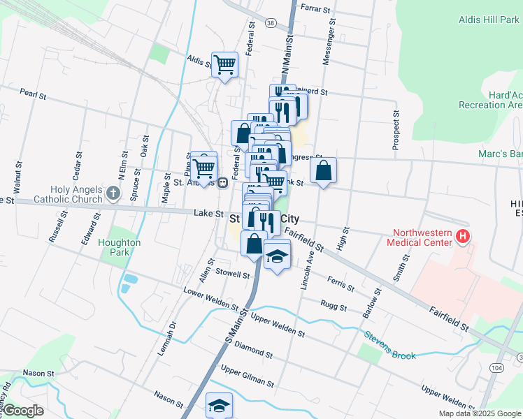 map of restaurants, bars, coffee shops, grocery stores, and more near in Saint Albans City