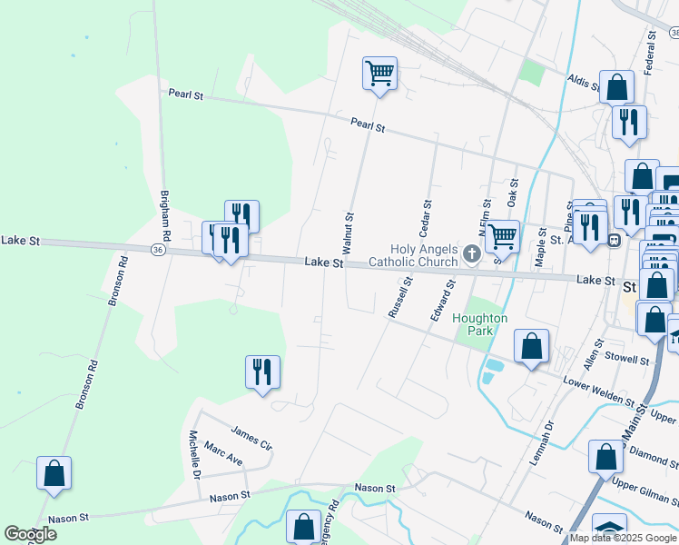 map of restaurants, bars, coffee shops, grocery stores, and more near 5 Huntington Street in Saint Albans City