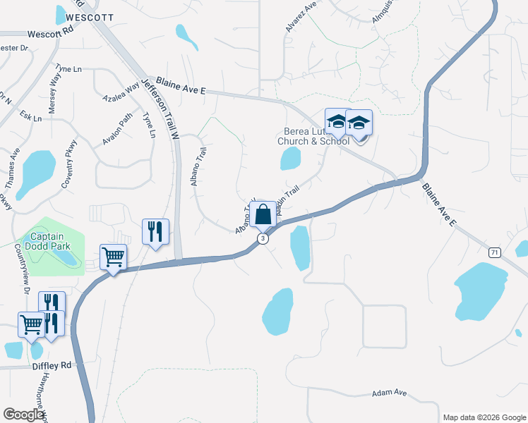map of restaurants, bars, coffee shops, grocery stores, and more near 9557-9601 Aladin Trail in Inver Grove Heights
