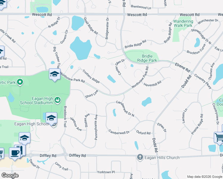 map of restaurants, bars, coffee shops, grocery stores, and more near 777 Trotters Ridge in Saint Paul
