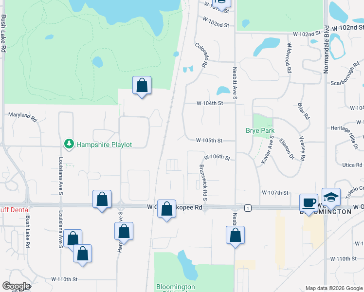 map of restaurants, bars, coffee shops, grocery stores, and more near 6200 West Old Shakopee Road in Bloomington