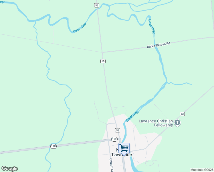 map of restaurants, bars, coffee shops, grocery stores, and more near 1197 County Road 55 in North Lawrence