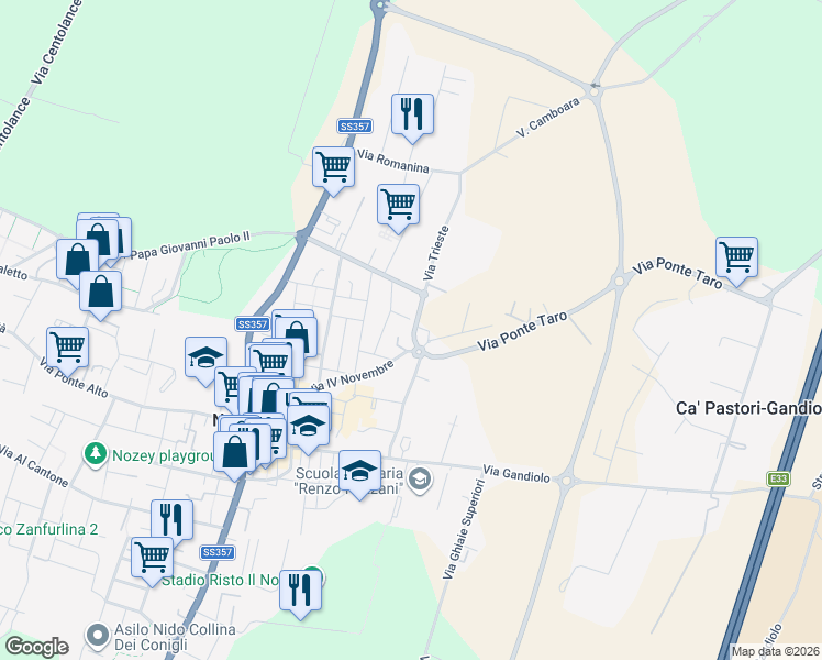 map of restaurants, bars, coffee shops, grocery stores, and more near 1 Via Ippolito Nievo in Noceto