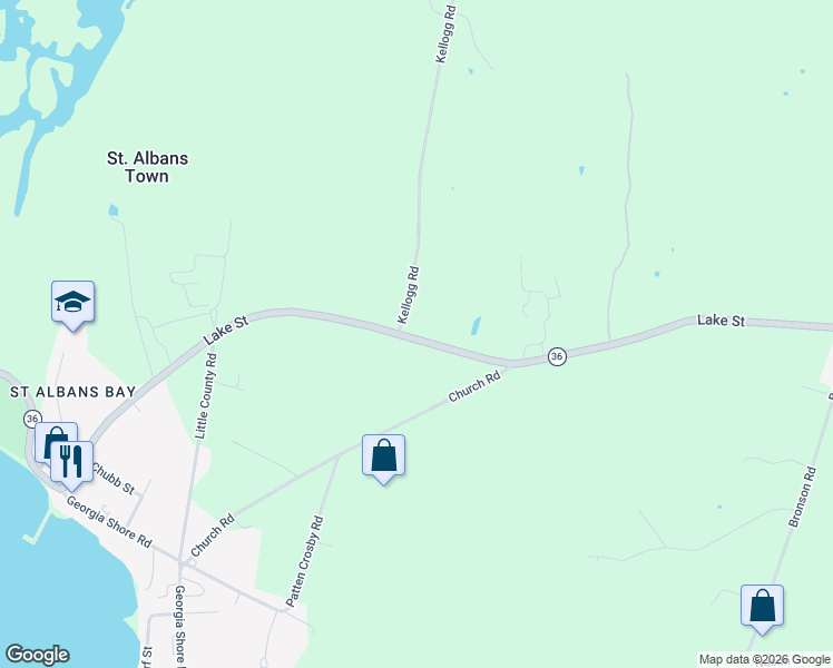 map of restaurants, bars, coffee shops, grocery stores, and more near 21 Kellogg Road in Saint Albans Town