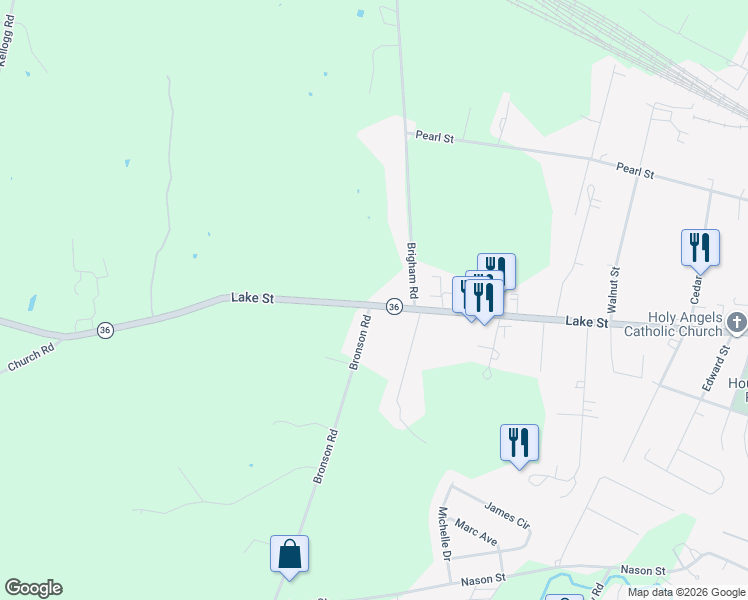 map of restaurants, bars, coffee shops, grocery stores, and more near 405 Lake Street in Saint Albans City