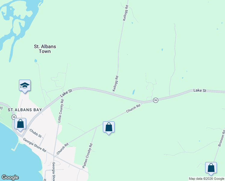 map of restaurants, bars, coffee shops, grocery stores, and more near 21 Kellogg Road in Saint Albans Town