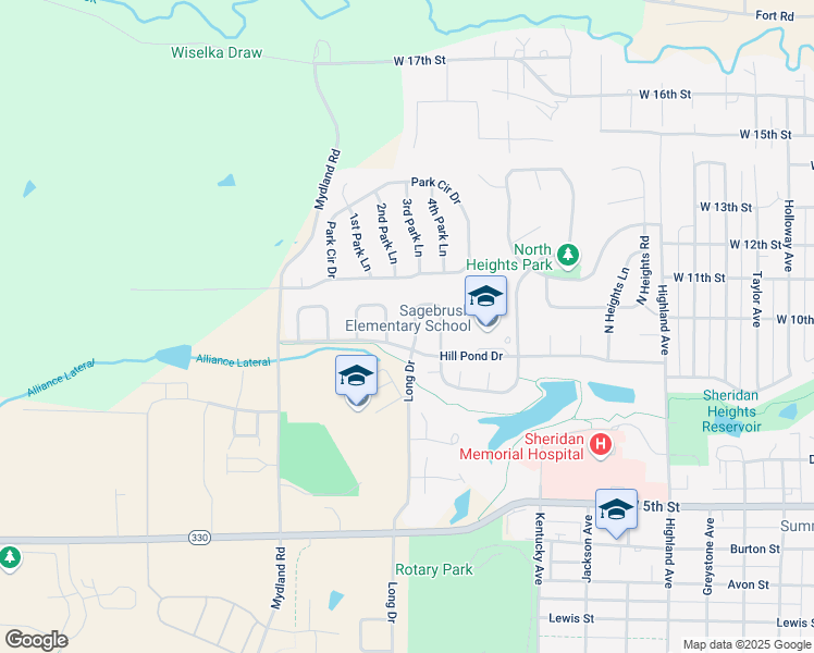 map of restaurants, bars, coffee shops, grocery stores, and more near 1779-1785 Sagebrush Drive in Sheridan