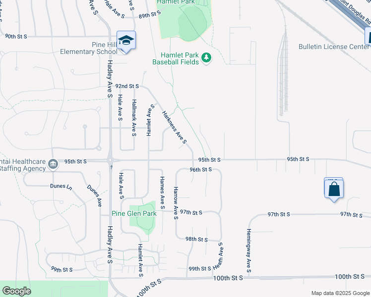 map of restaurants, bars, coffee shops, grocery stores, and more near 9476 Harkness Court South in Cottage Grove