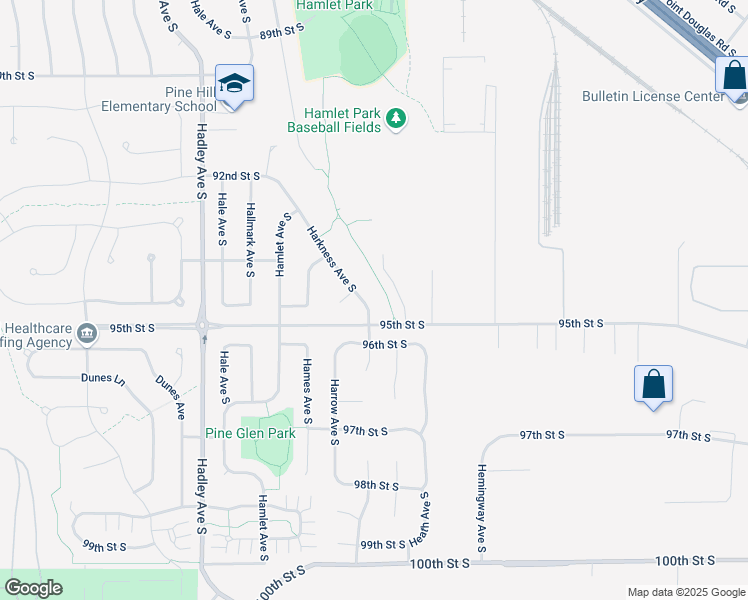 map of restaurants, bars, coffee shops, grocery stores, and more near 9476 Harkness Court South in Cottage Grove