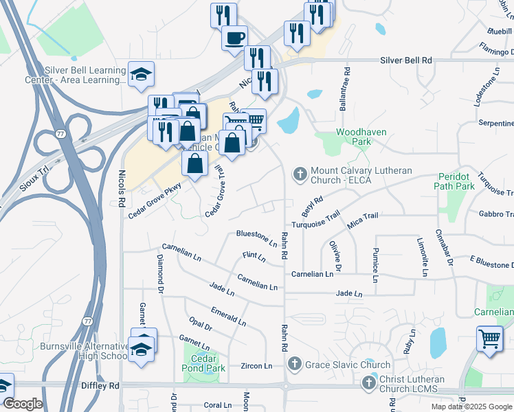 map of restaurants, bars, coffee shops, grocery stores, and more near 3904 Valley View Drive South in Eagan