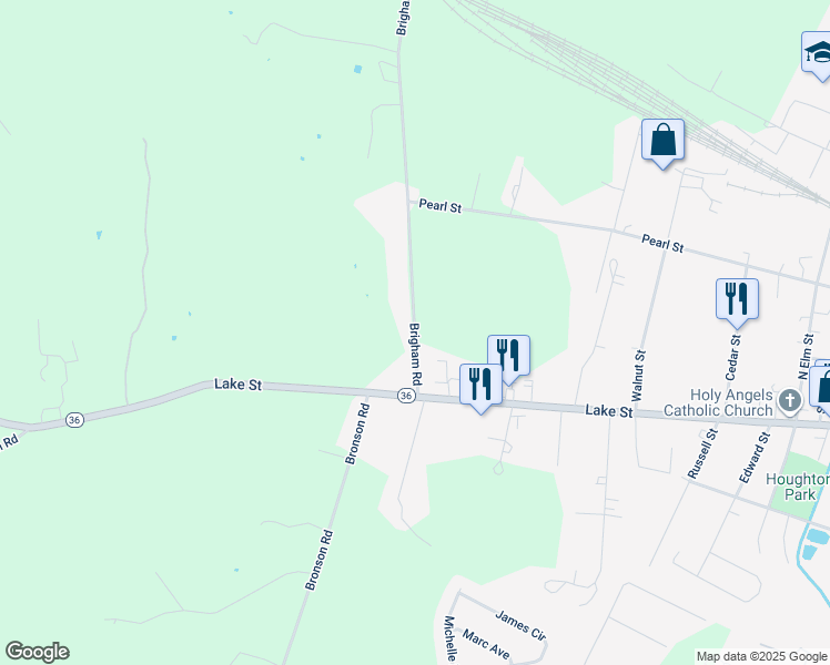 map of restaurants, bars, coffee shops, grocery stores, and more near 137 Brigham Road in Saint Albans City