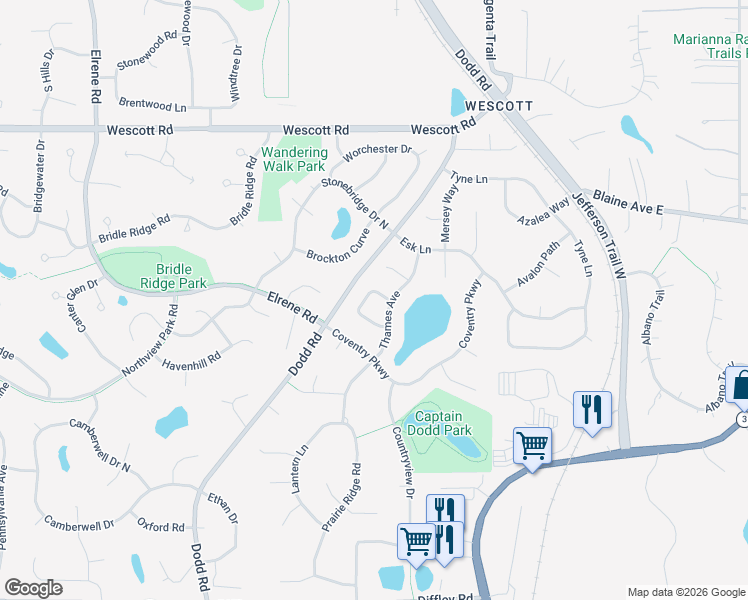 map of restaurants, bars, coffee shops, grocery stores, and more near 607 Eden Circle in Eagan