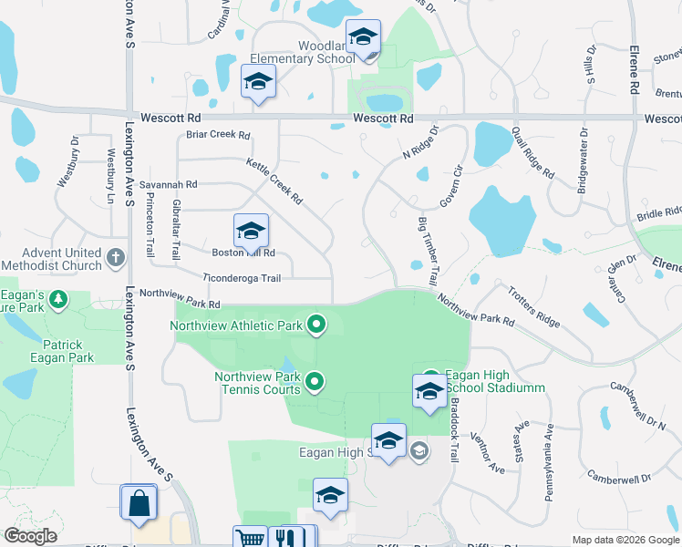 map of restaurants, bars, coffee shops, grocery stores, and more near 899 Oak Court in Eagan